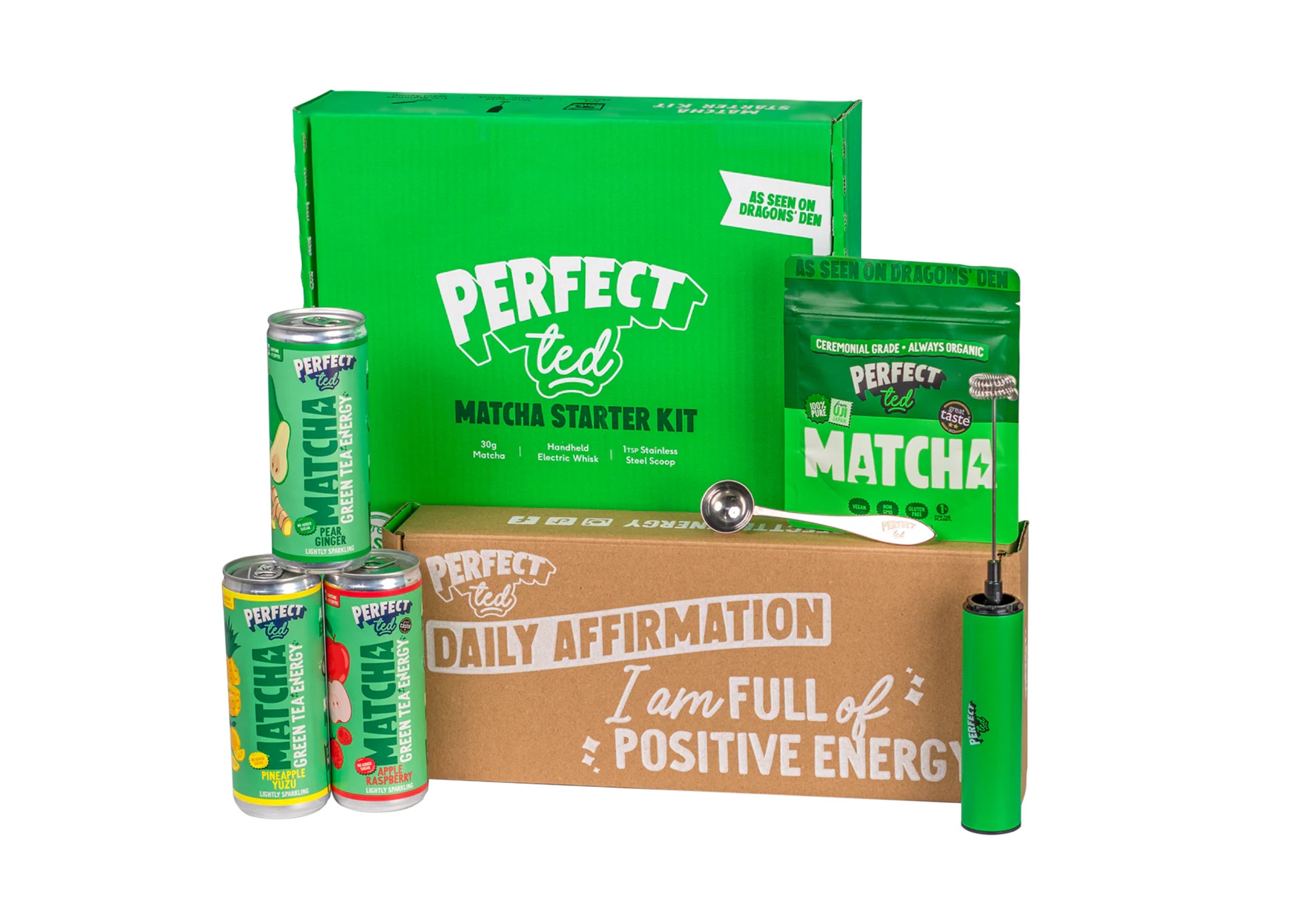 Dragons’ Den Where to buy matcha energy drink, Bobhead biker apparel